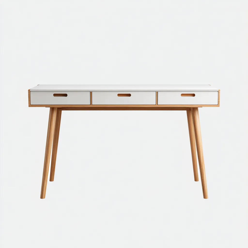 Bureau 120x55x75 cm - bois et MDF - blanc et chêne clair - style scandinave-Dwellingena