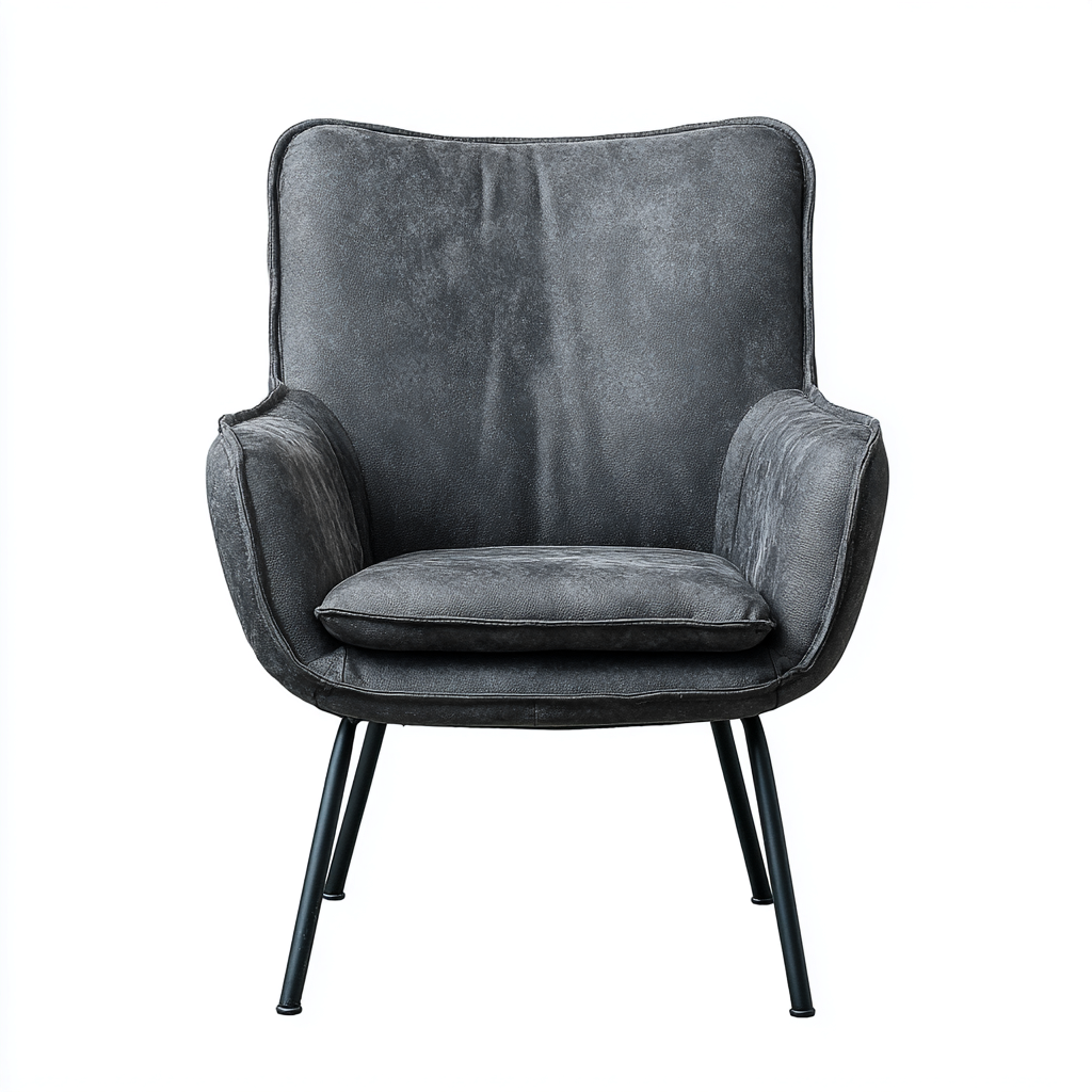 Fauteuil en similicuir gris anthracite 78x75x90 cm - style contemporain - pour salon-Dwellingena