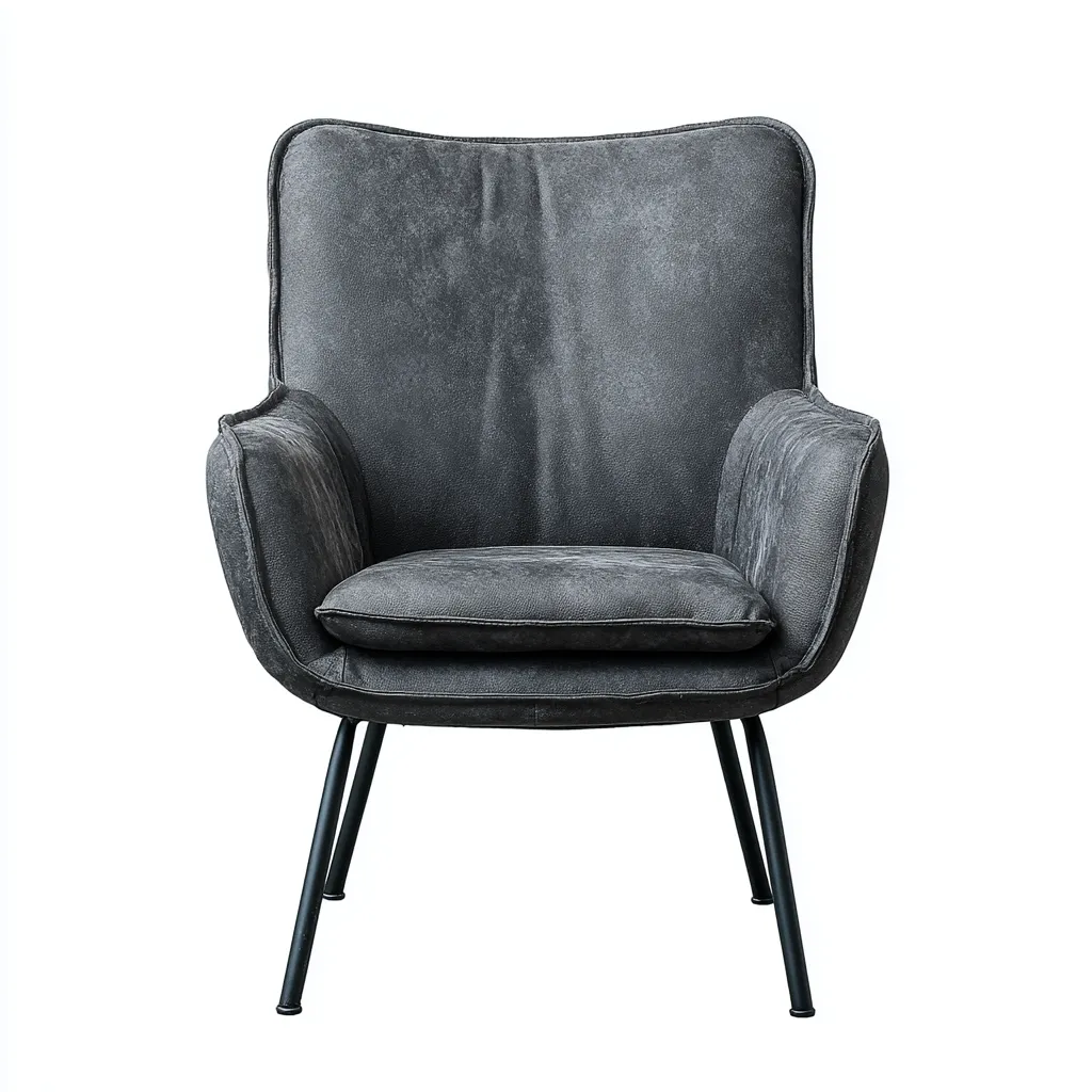 Fauteuil en similicuir gris anthracite 78x75x90 cm - style contemporain - pour salon-Dwellingena