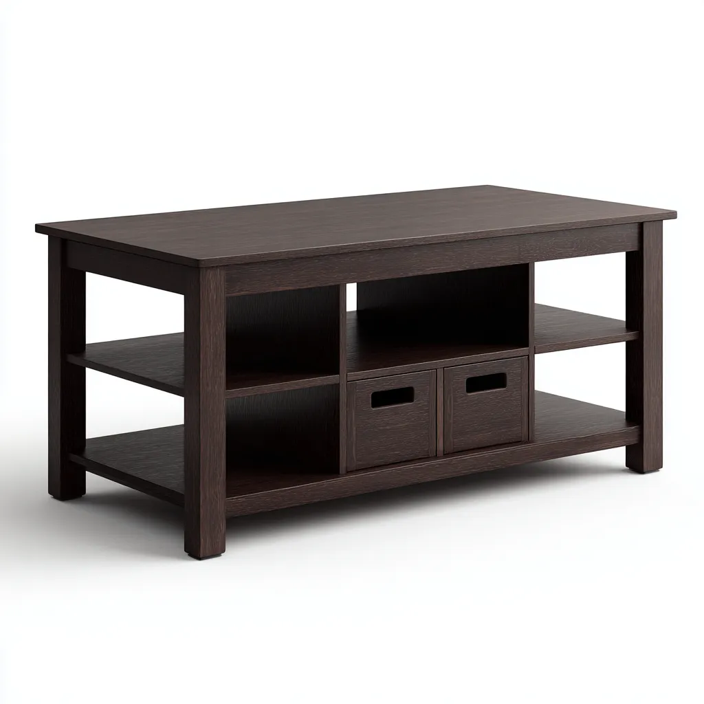 Table basse en bois brun foncé 110x55x45 cm - style classique - pour salon-Dwellingena