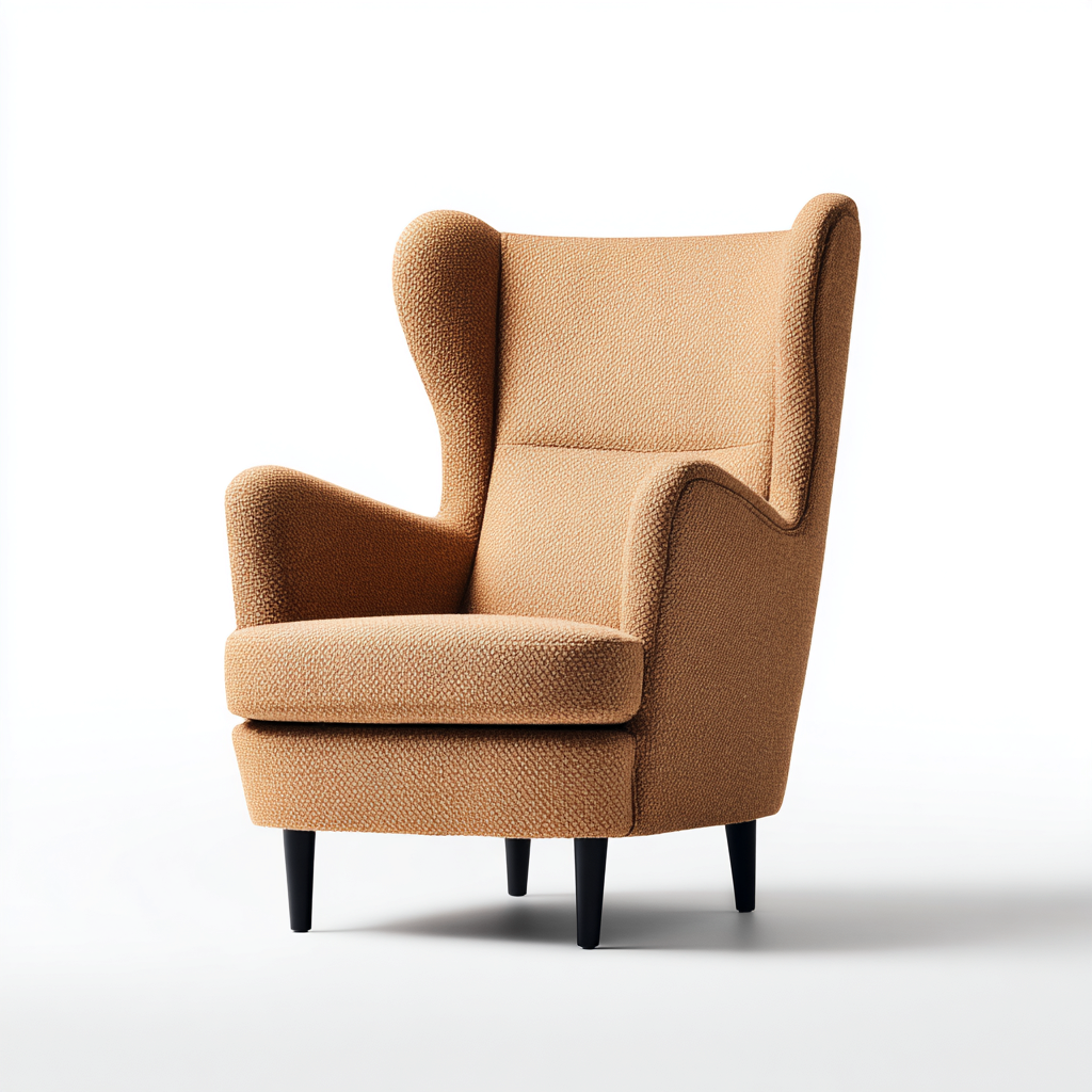 Fauteuil - tissu texturé et bois - 85x90x105 cm - orange - style contemporain-Dwellingena