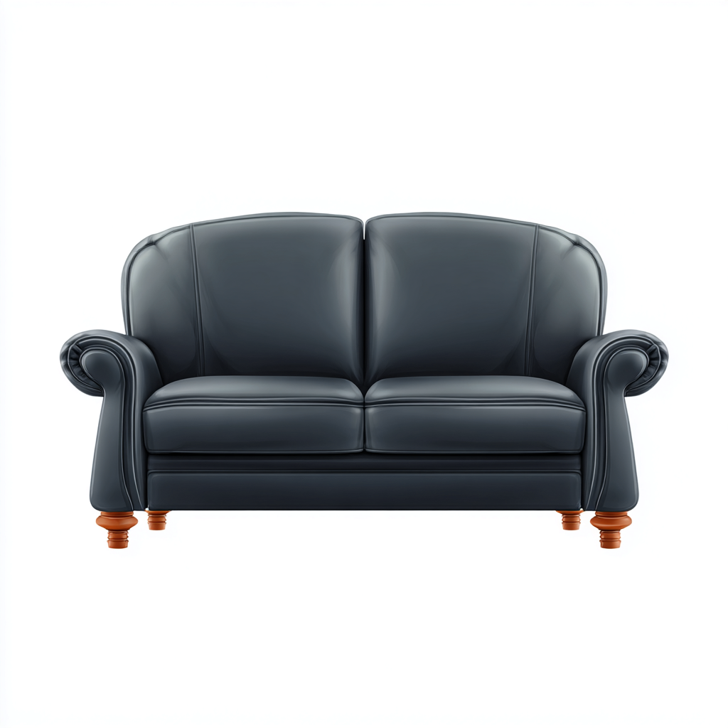 Canapé 2 places cuir 160x90x85 cm - bleu marine - style classique-Dwellingena