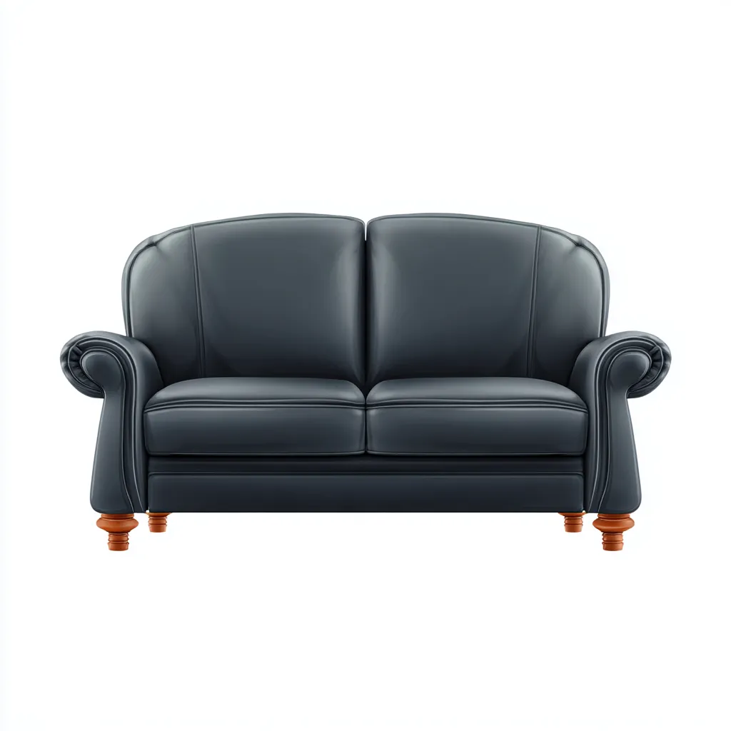 Canapé 2 places cuir 160x90x85 cm - bleu marine - style classique-Dwellingena