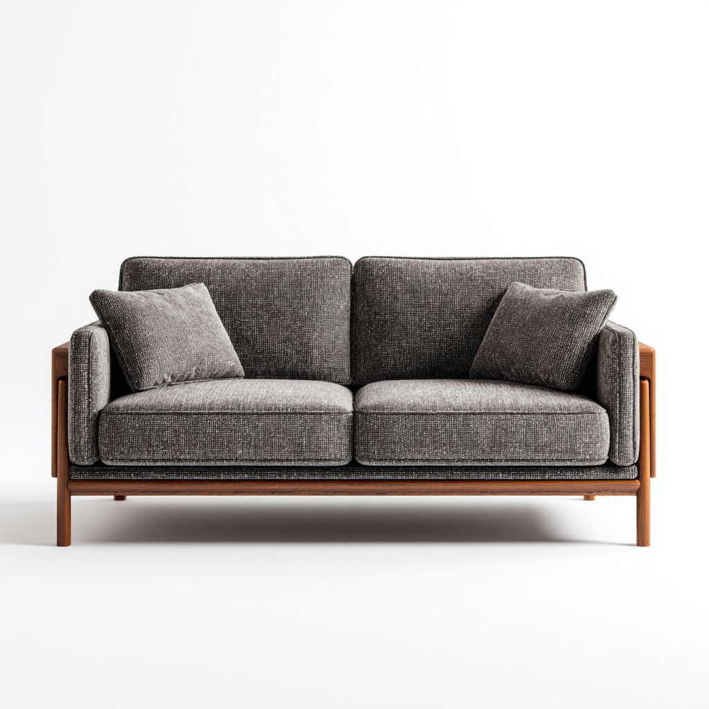 Canapé 2 places - tissu et bois massif - 160x85x80 cm - gris-brun - style scandinave moderne-Dwellingena