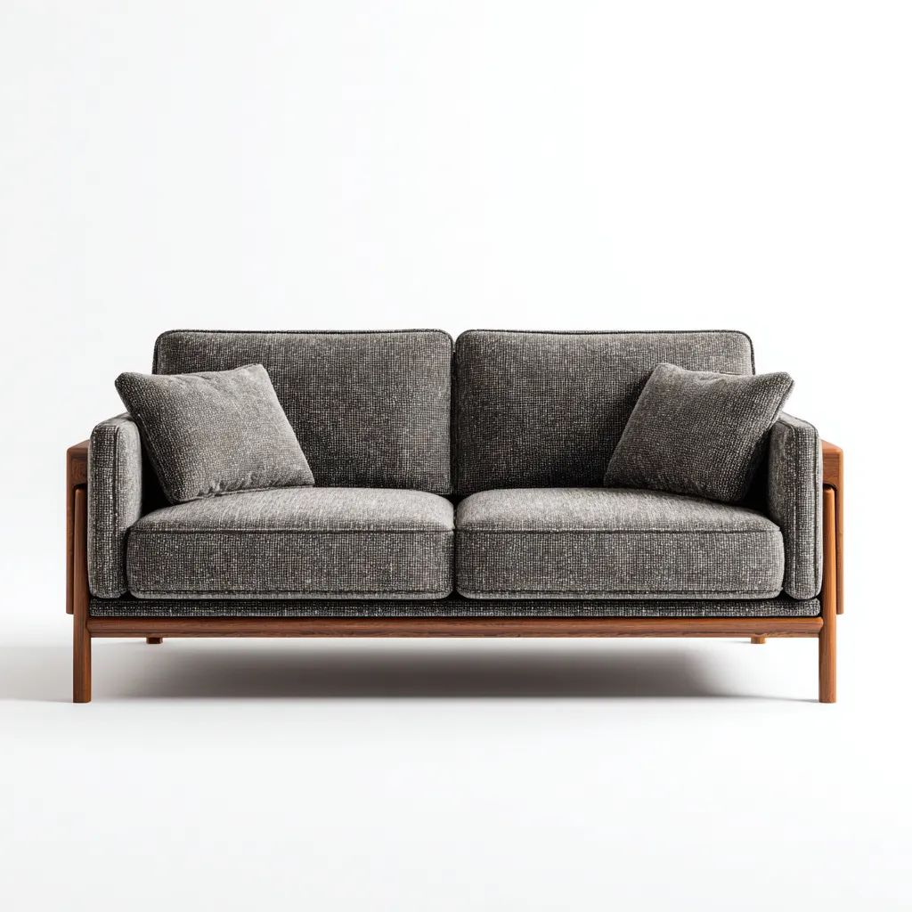 Canapé 2 places - tissu et bois massif - 160x85x80 cm - gris-brun - style scandinave moderne-Dwellingena