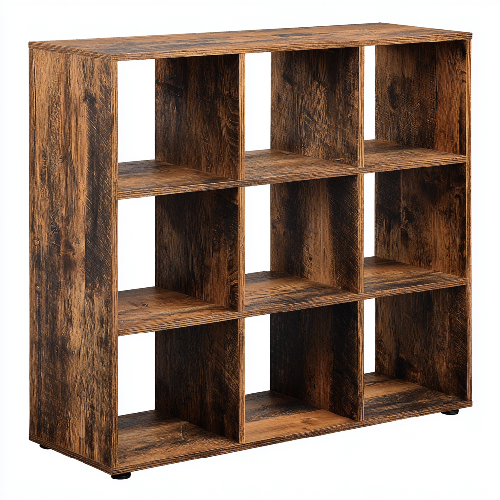 Bibliothèque bois 90x30x90 cm - chêne rustique - style vintage-Dwellingena