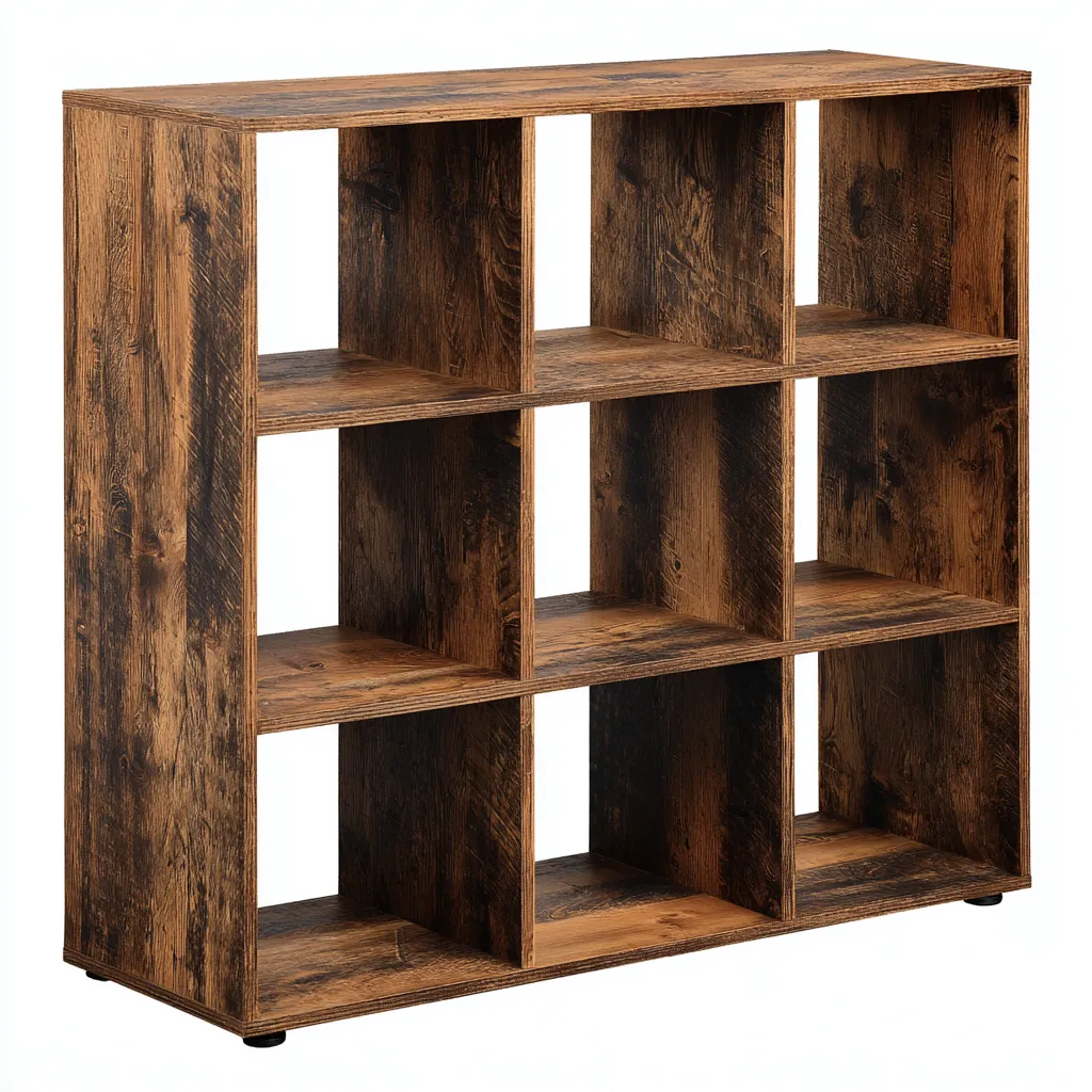 Bibliothèque bois 90x30x90 cm - chêne rustique - style vintage-Dwellingena