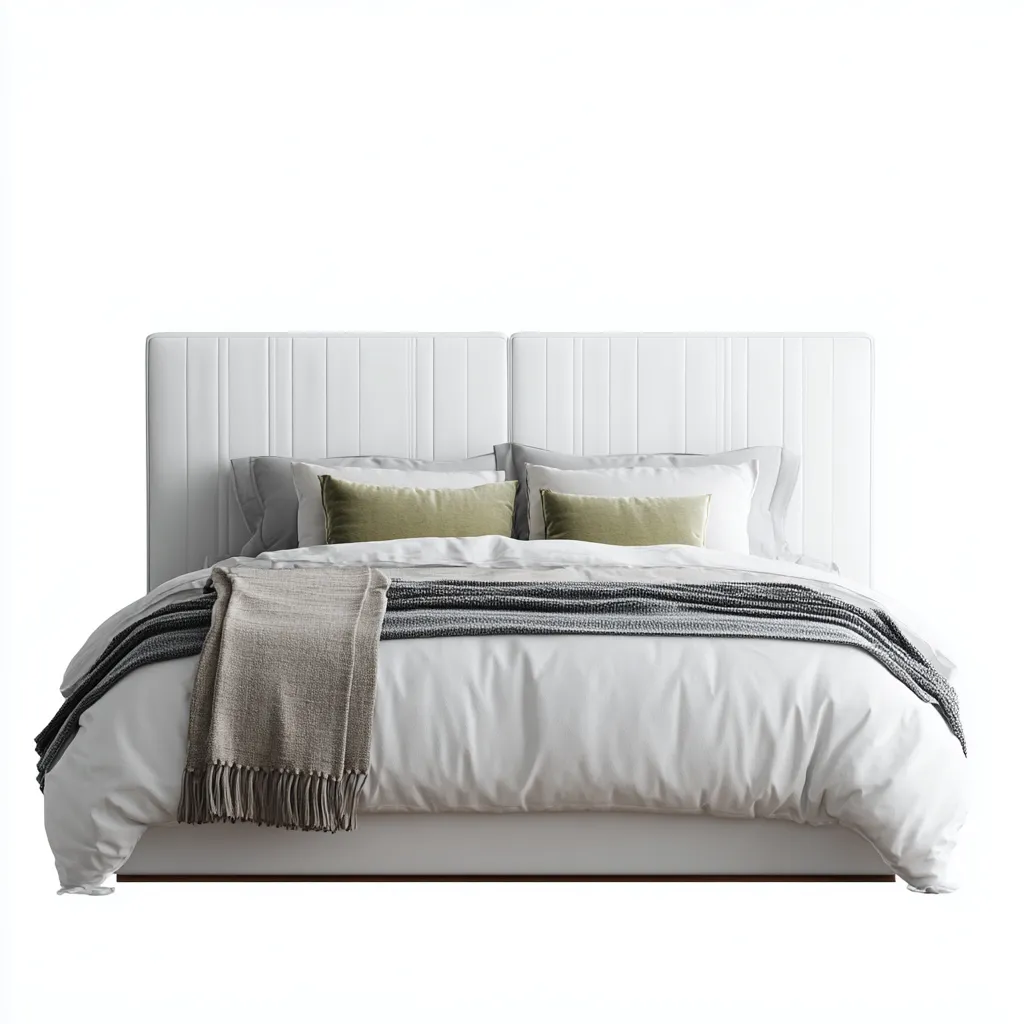Lit double-tissu simili cuir capitonné-160x200x110 cm - blanc - style contemporain pour chambre-Dwellingena
