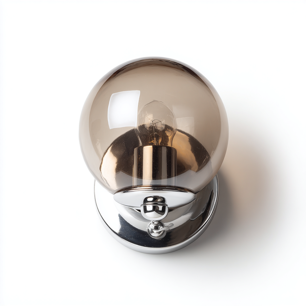 Applique murale en verre fumé et métal chromé 18x18x22 cm - gris fumé-argent - style contemporain-Dwellingena