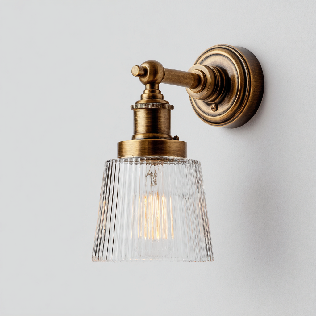 Applique murale - métal et verre - 15x18x22 cm - bronze - style vintage industriel-Dwellingena