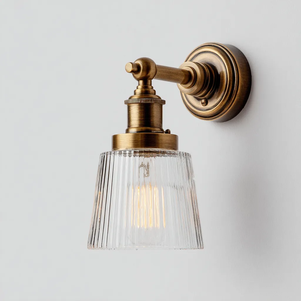 Applique murale - métal et verre - 15x18x22 cm - bronze - style vintage industriel-Dwellingena