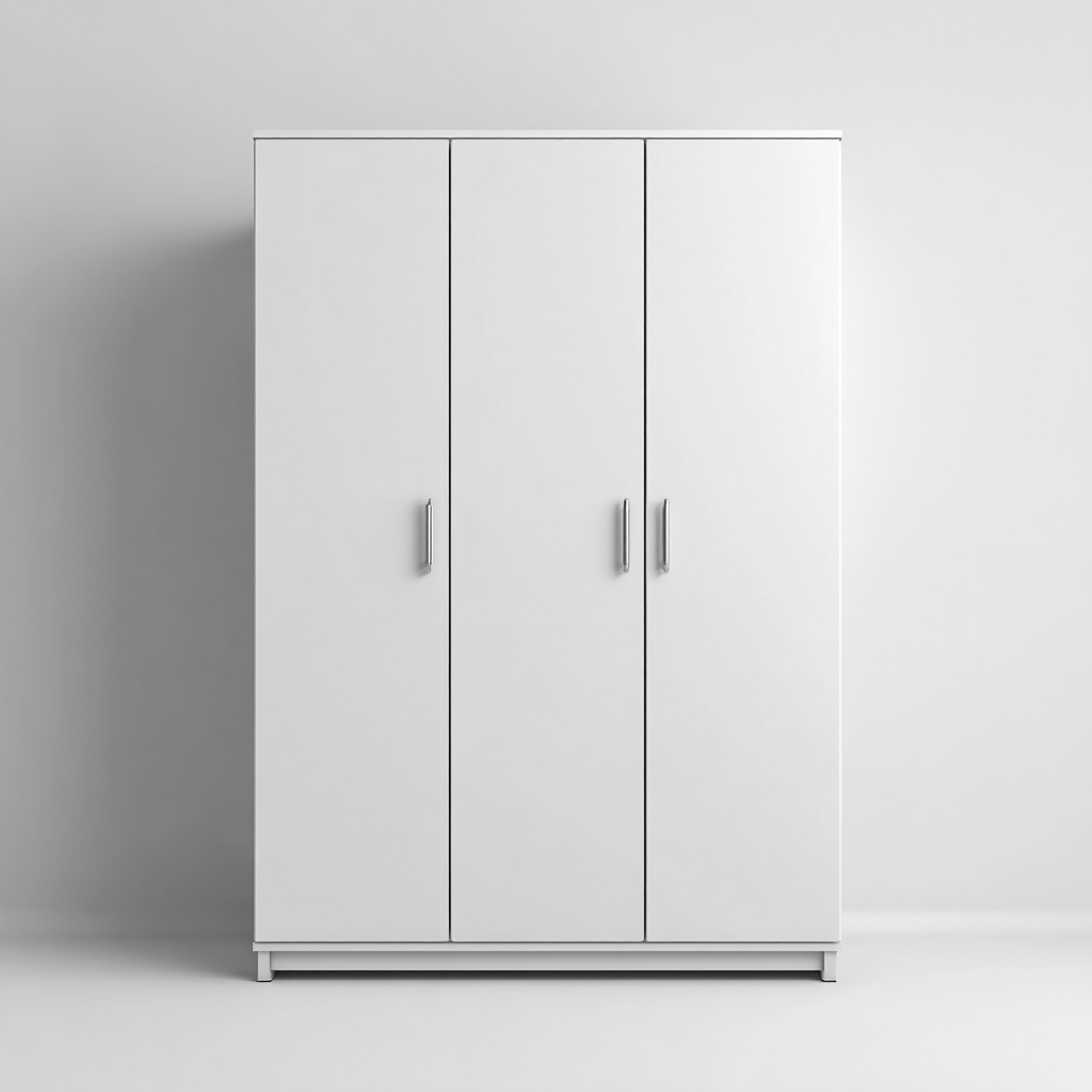 Armoire-3 portes-panneaux MDF-160x55x200 cm - blanc mat - design moderne pour chambre-Dwellingena