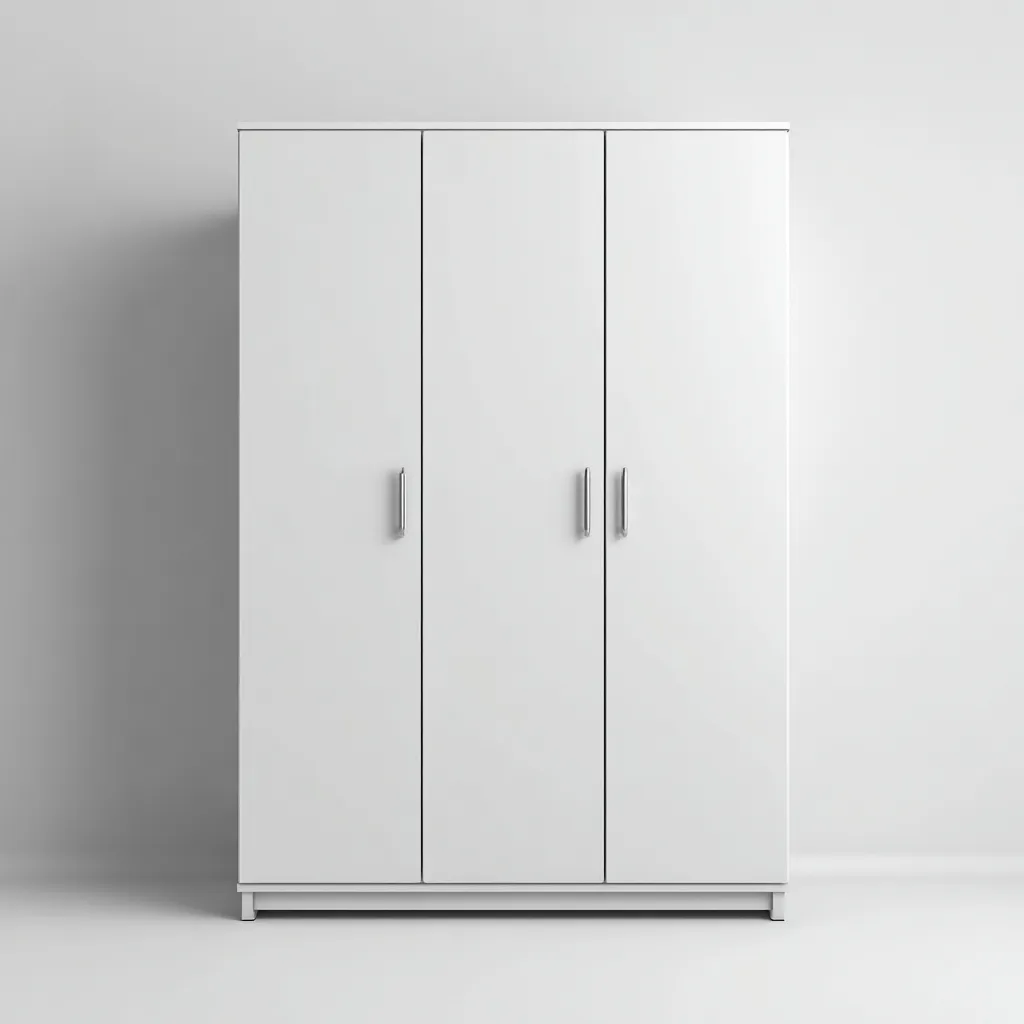 Armoire-3 portes-panneaux MDF-160x55x200 cm - blanc mat - design moderne pour chambre-Dwellingena