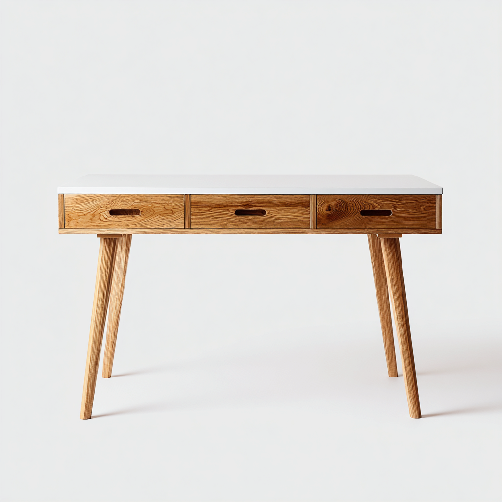 Bureau bois 120x55x75 cm - chêne clair-blanc - style scandinave-Dwellingena