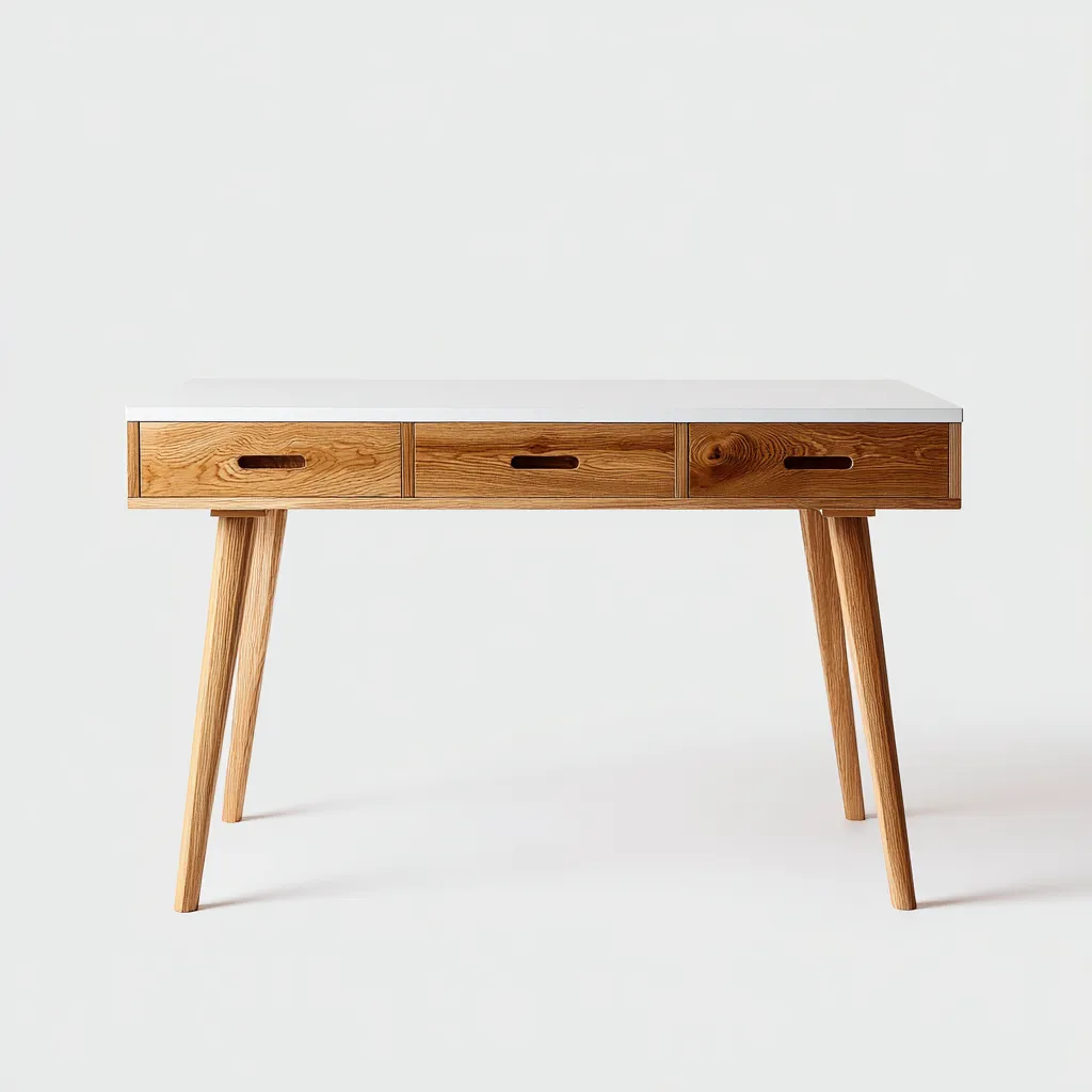 Bureau bois 120x55x75 cm - chêne clair-blanc - style scandinave-Dwellingena