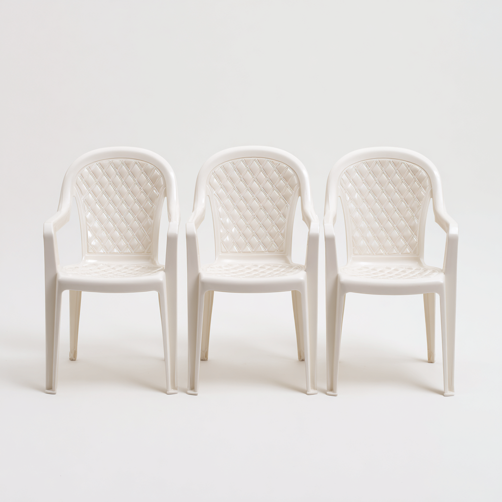 Chaise de jardin 55x58x85 cm - polypropylène blanc - ensemble de 3 - design empilable-Dwellingena