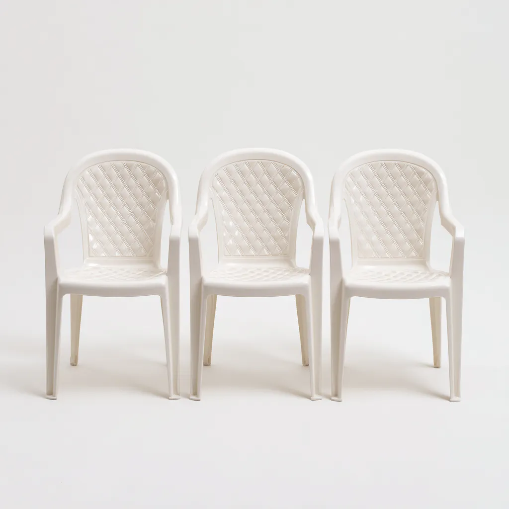 Chaise de jardin 55x58x85 cm - polypropylène blanc - ensemble de 3 - design empilable-Dwellingena