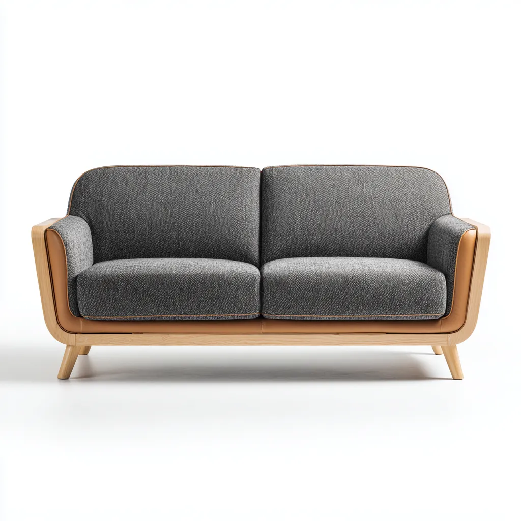 Canapé 2 places tissu et bois 160x85x82 cm - gris-naturel - style moderne-Dwellingena