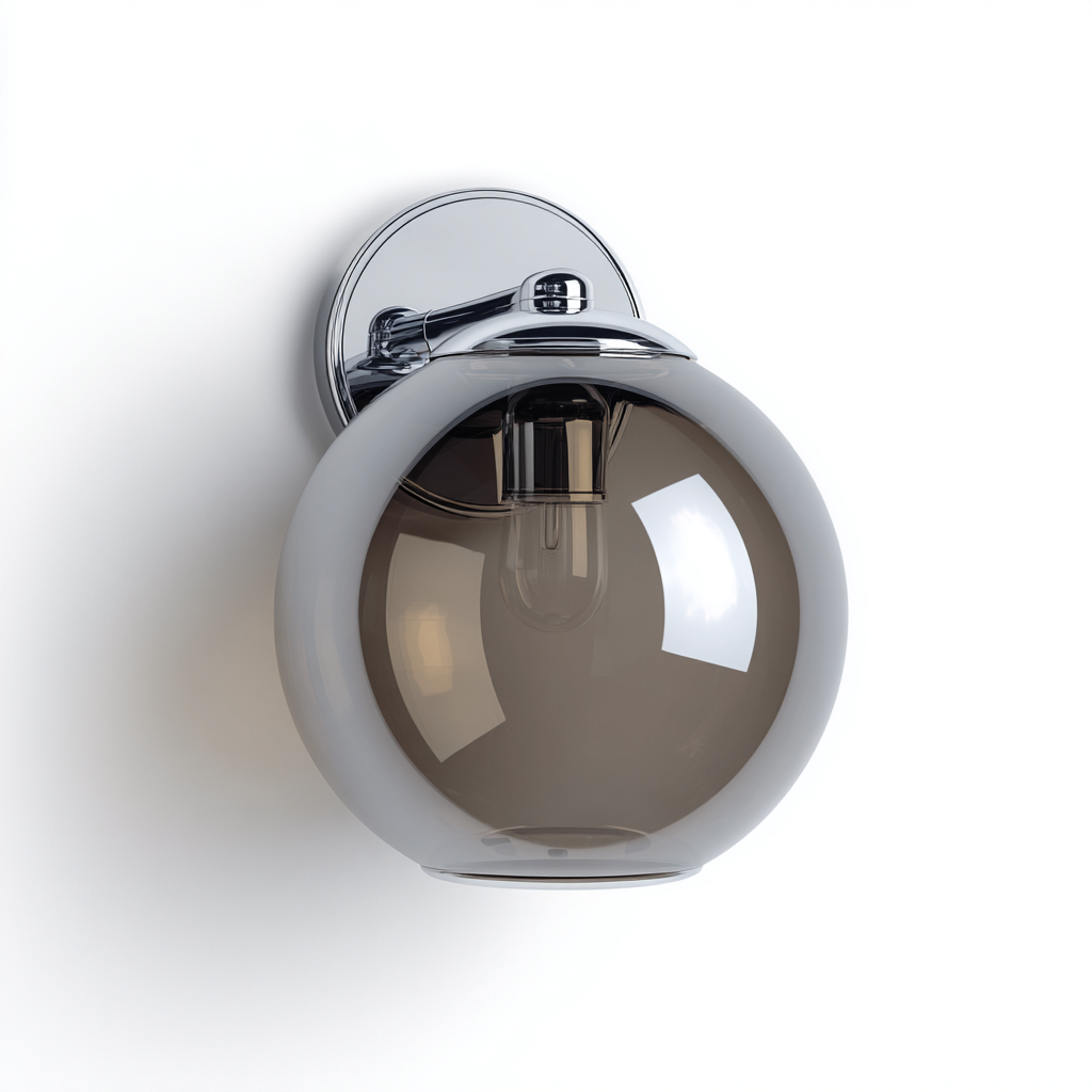 Applique murale sphérique - Chrome - 20x20x25 cm - Transparent-Fumé - Design moderne-Dwellingena