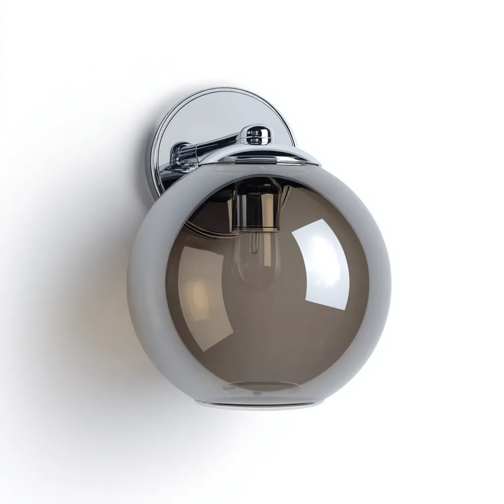 Applique murale sphérique - Chrome - 20x20x25 cm - Transparent-Fumé - Design moderne-Dwellingena