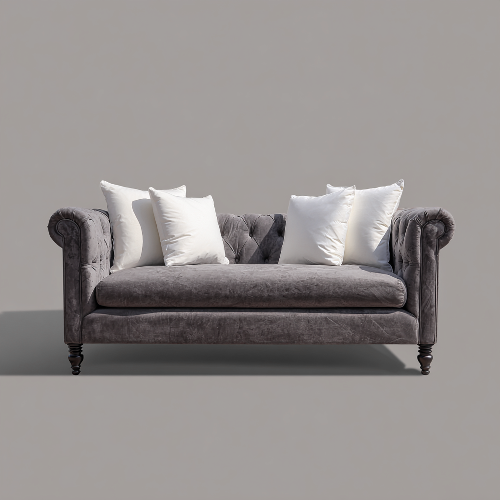 Canapé lit-tissu velours-200x90x85 cm - gris - style Chesterfield classique pour salon-Dwellingena