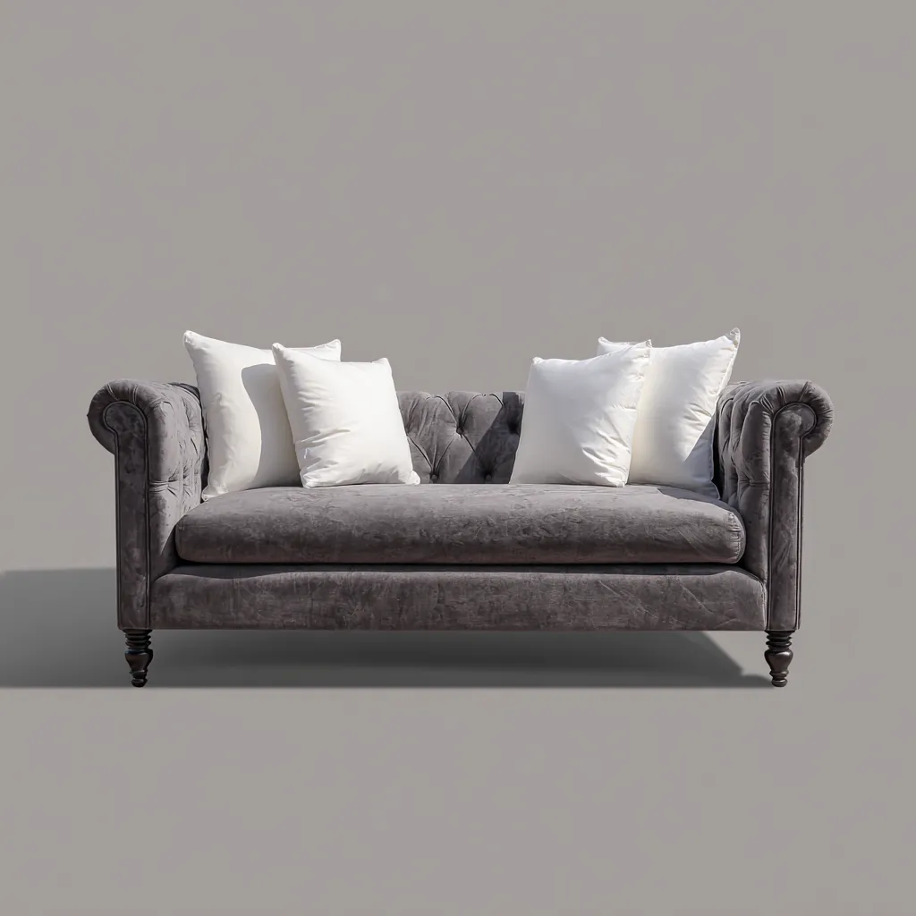 Canapé lit-tissu velours-200x90x85 cm - gris - style Chesterfield classique pour salon-Dwellingena