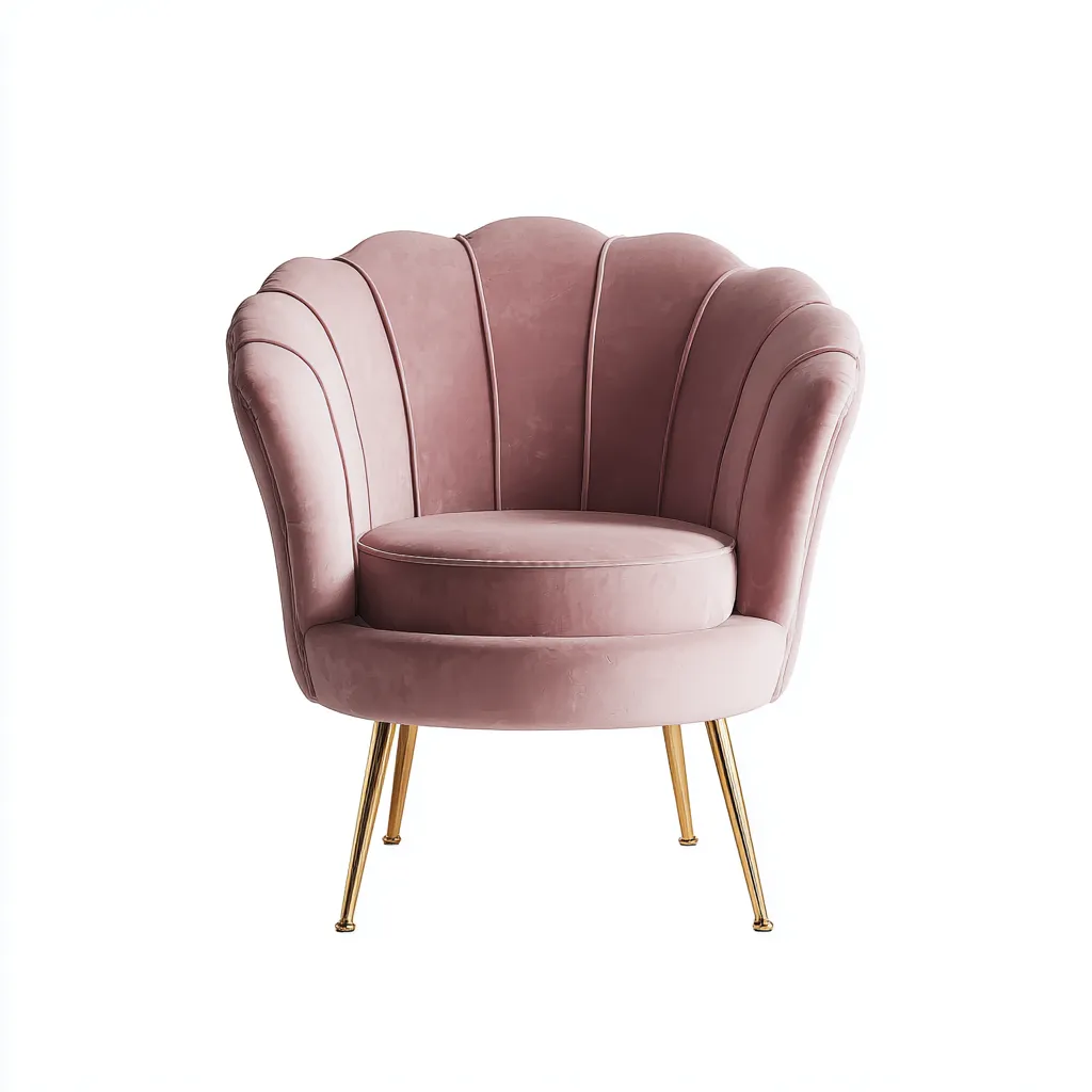 Fauteuil 70x75x80 cm - velours et métal doré - rose - style art déco-Dwellingena