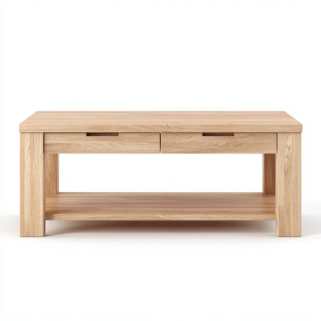 Table basse en bois 110x60x45 cm - chêne clair - style contemporain-Dwellingena