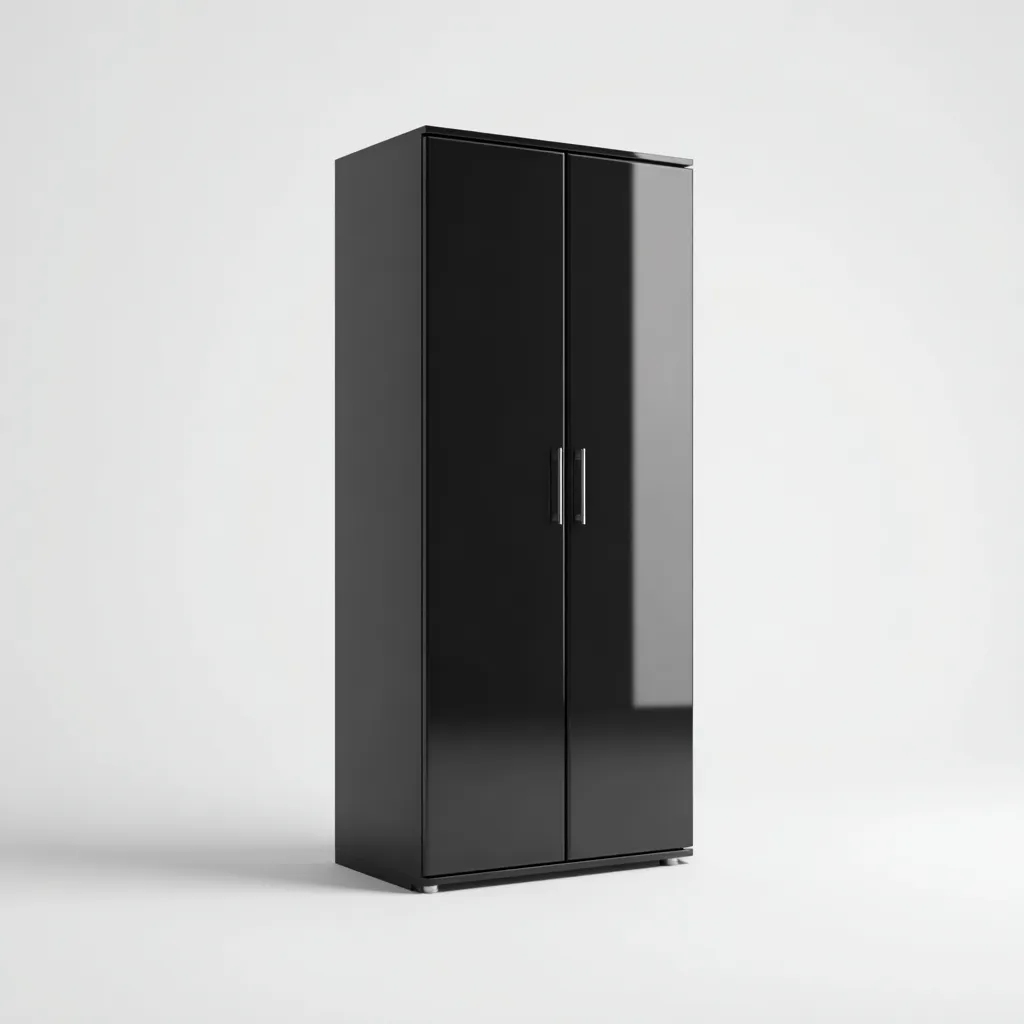 Armoire 2 portes 90x50x185 cm - bois composite - noir - design moderne-Dwellingena