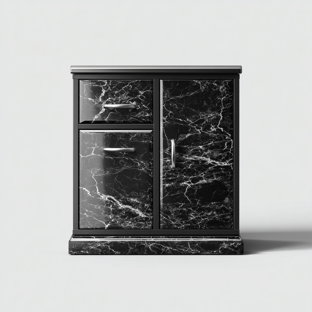 Meuble à chaussures - effet marbre noir 75x35x85 cm - noir - design moderne avec portes et tiroirs-Dwellingena