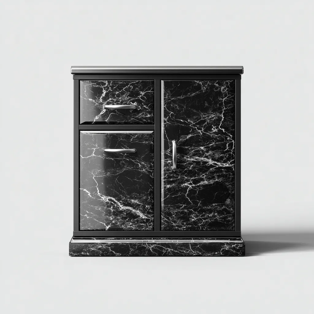 Meuble à chaussures - effet marbre noir 75x35x85 cm - noir - design moderne avec portes et tiroirs-Dwellingena