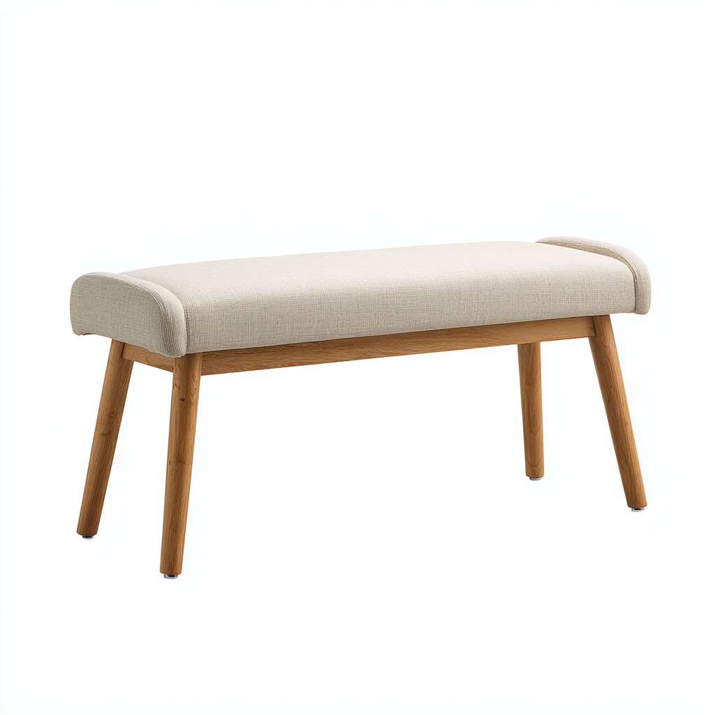 Banc de lit - bois et tissu 110x40x50 cm - beige - style scandinave pour chambre-Dwellingena
