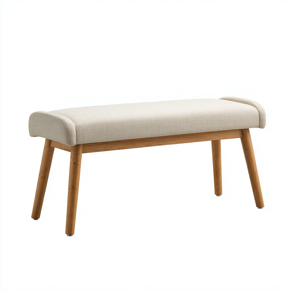 Banc de lit - bois et tissu 110x40x50 cm - beige - style scandinave pour chambre-Dwellingena