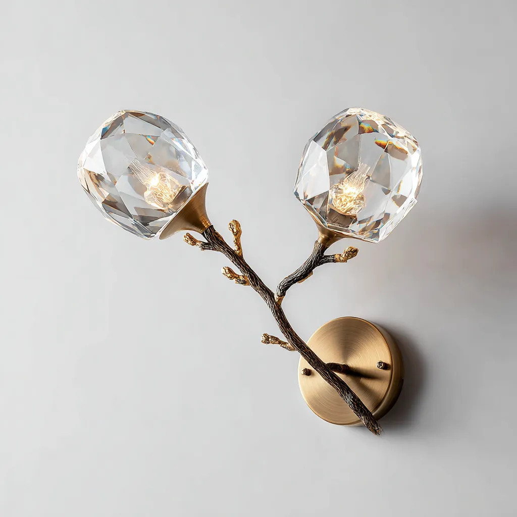 Applique murale cristal - Laiton - 20x25x25 cm - Doré-Transparent - Design élégant-Dwellingena