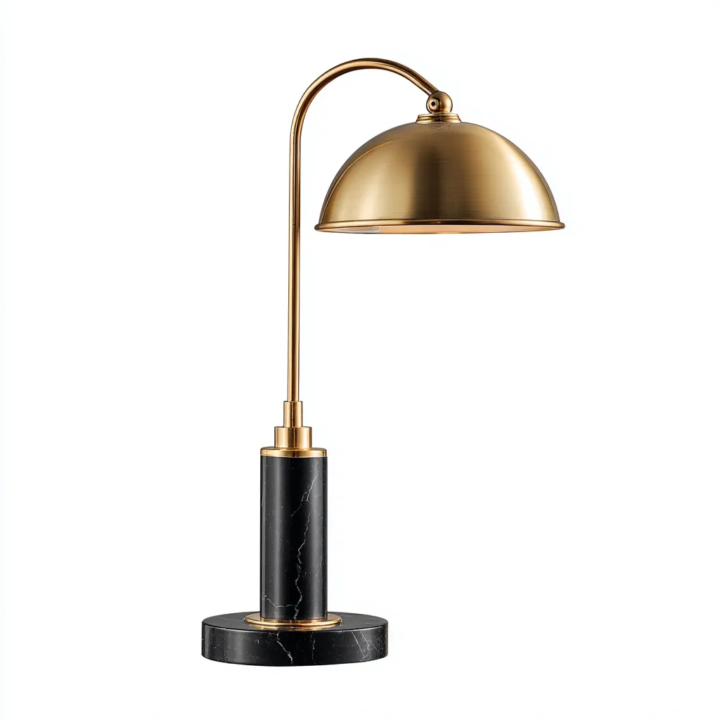 Lampe de table en métal doré et base en marbre noir 22x32x55 cm - noir-or - design contemporain élégant-Dwellingena