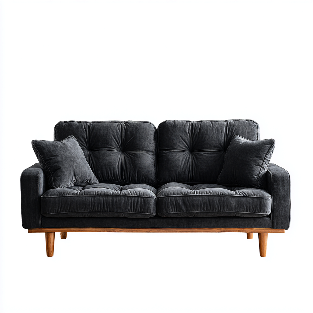 Canapé 2 places - Velours - 145x80x85 cm - Gris foncé - Design rétro et confortable-Dwellingena