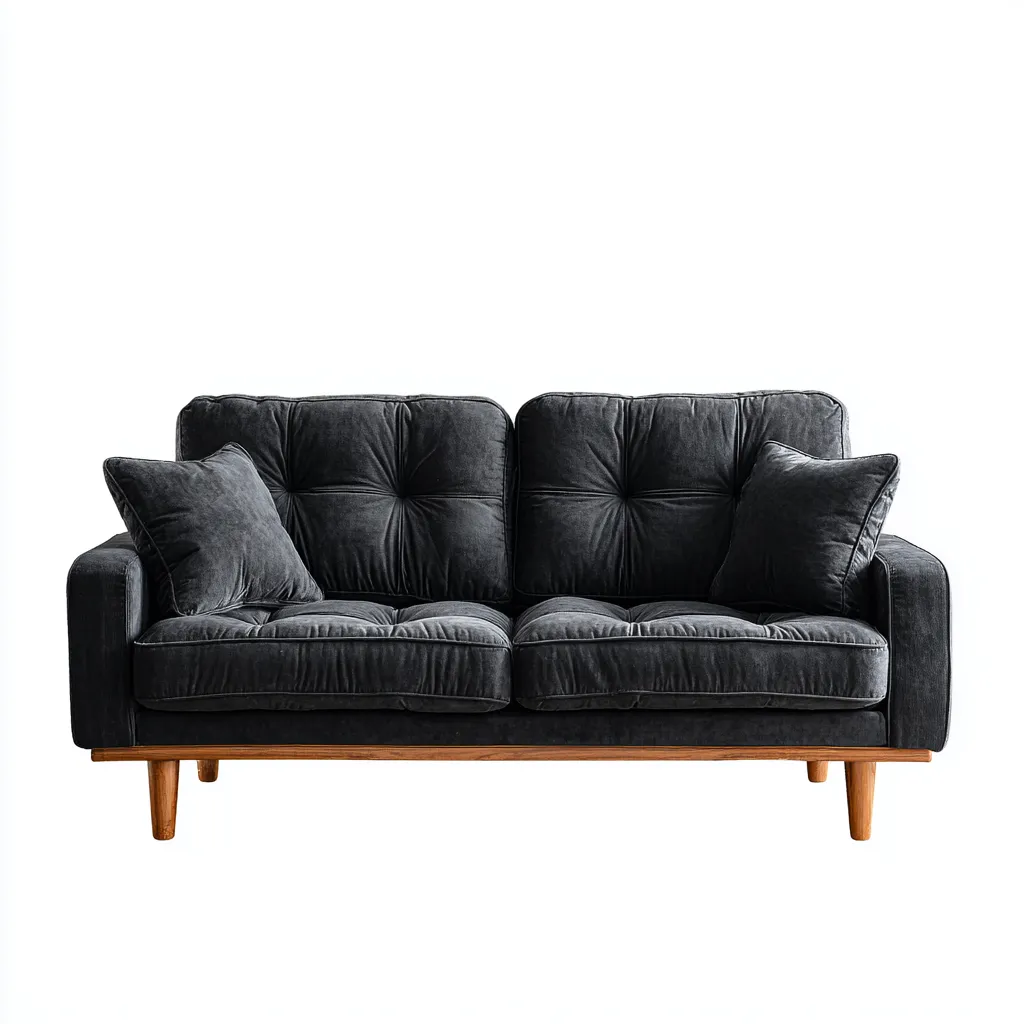 Canapé 2 places - Velours - 145x80x85 cm - Gris foncé - Design rétro et confortable-Dwellingena