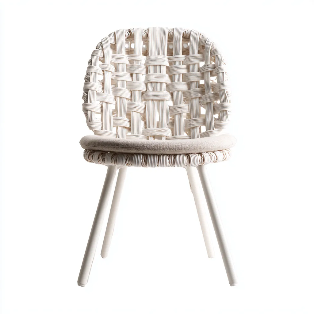 Chaise de jardin en rotin synthétique 55x58x85 cm - blanc-beige - style moderne-Dwellingena