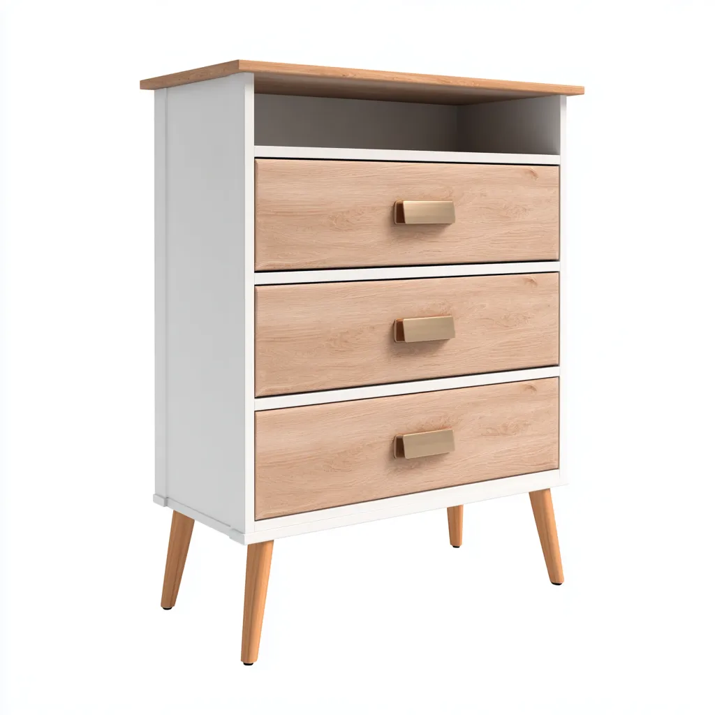 Meuble à chaussures - bois et MDF 70x35x85 cm - blanc et chêne clair - style scandinave à 3 tiroirs-Dwellingena