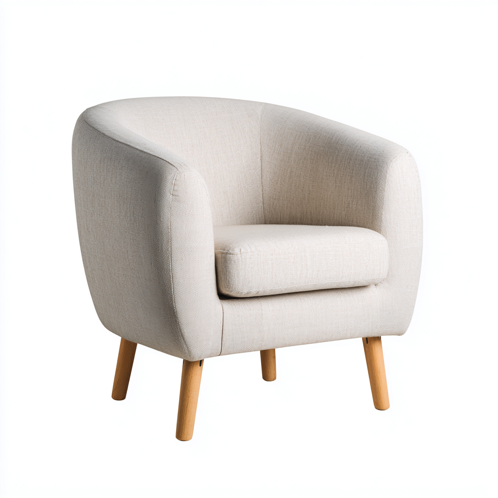 Fauteuil en tissu et bois 80x82x86 cm - beige-naturel - style contemporain-Dwellingena