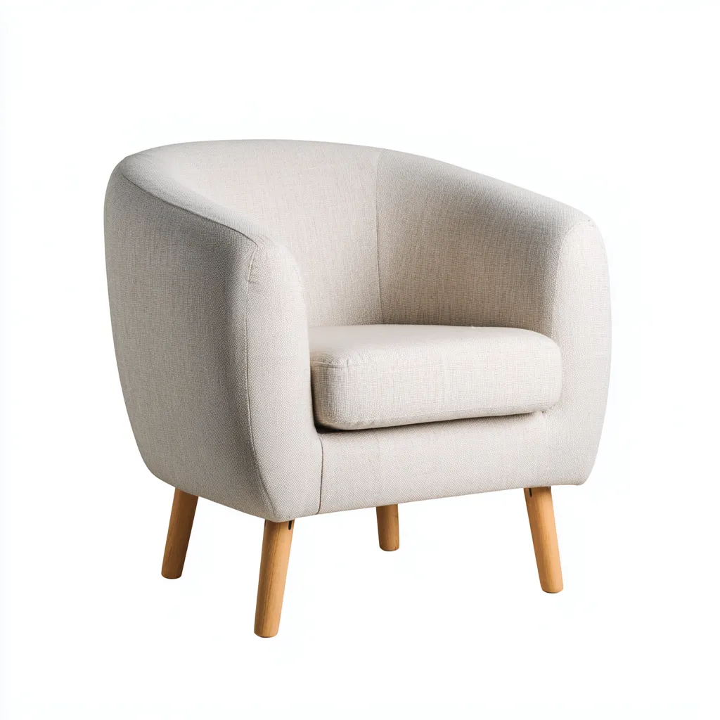 Fauteuil en tissu et bois 80x82x86 cm - beige-naturel - style contemporain-Dwellingena