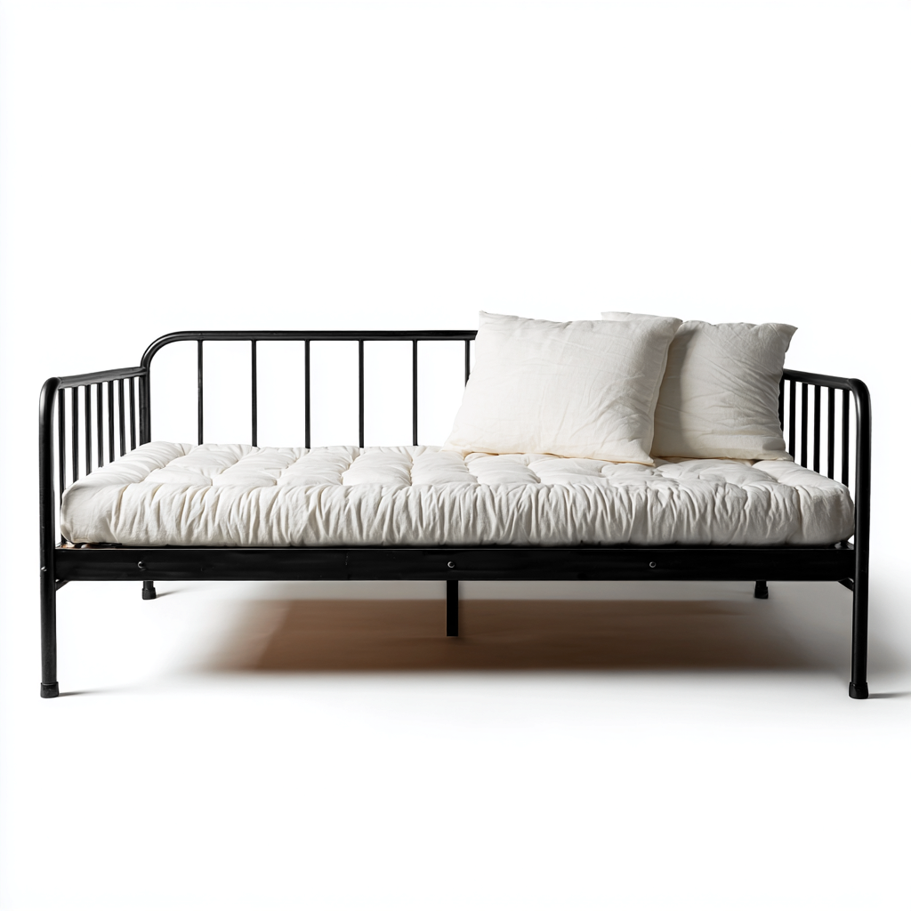 Canapé lit-structure métal-200x90x85 cm - noir - design industriel fonctionnel pour salon ou chambre-Dwellingena