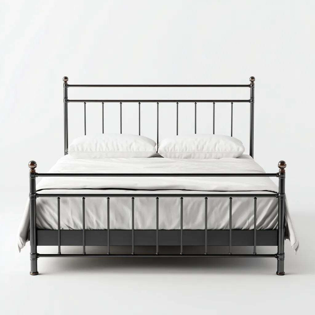 Lit double-métal-160x200x115 cm - noir - style industriel rétro pour chambre-Dwellingena