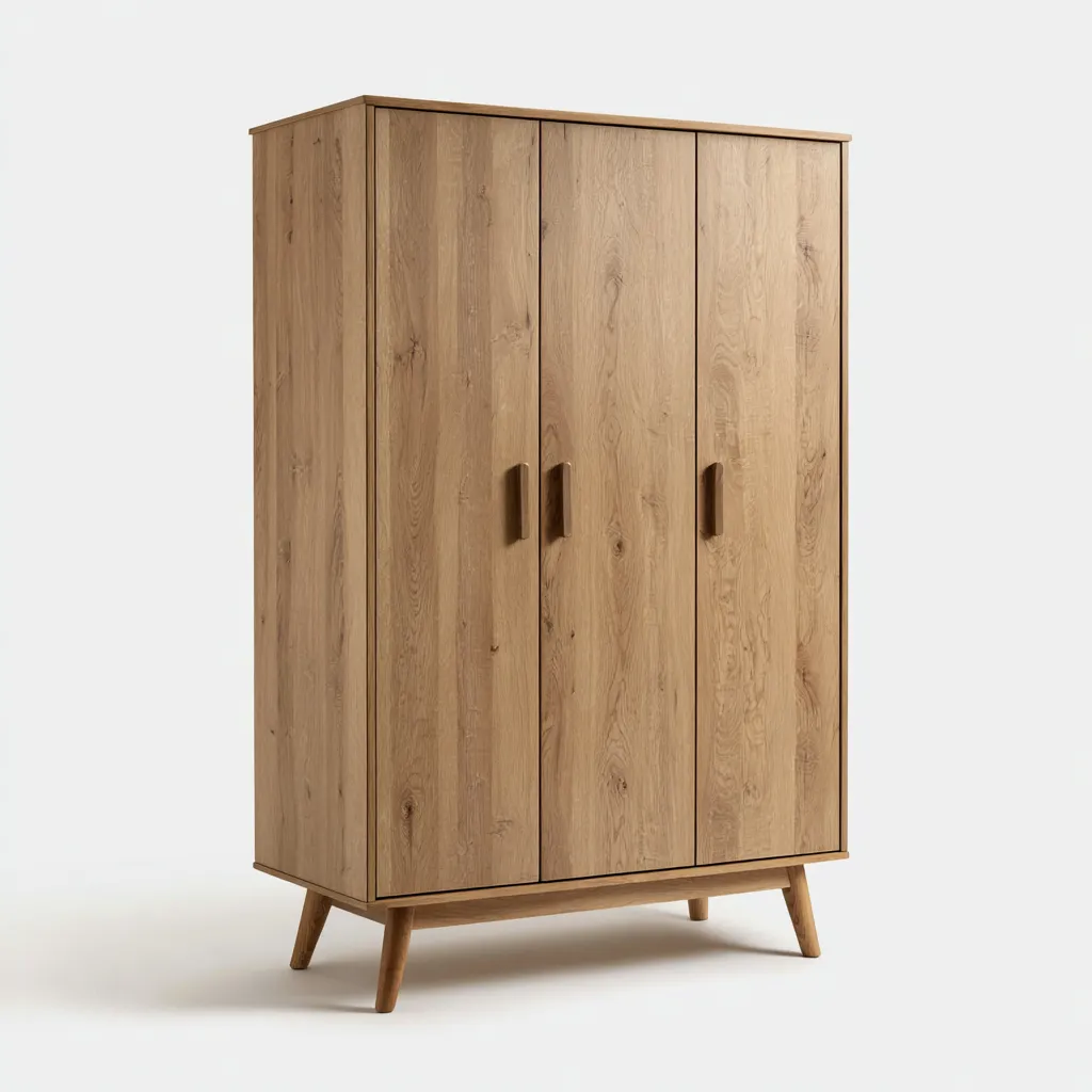 Armoire en bois 3 portes 180x60x200 cm - chêne clair - design scandinave-Dwellingena