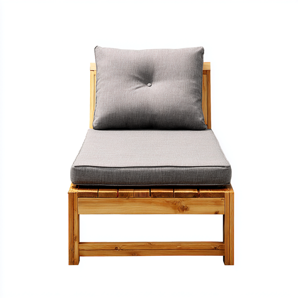 Chaise longue 180x70x85 cm - bois de pin et coussin gris - design moderne - adaptée pour l'extérieur-Dwellingena