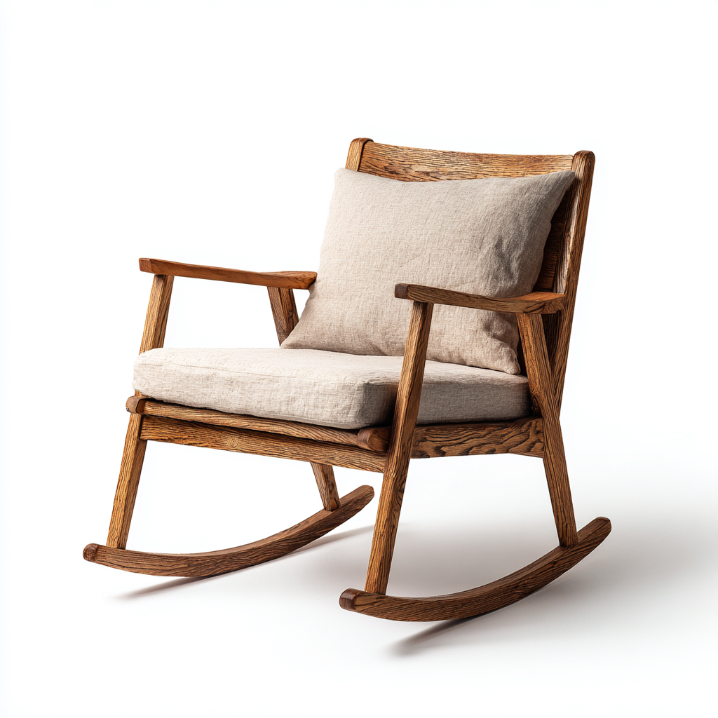 Fauteuil à bascule - Bois - 70x85x90 cm - Beige et bois naturel - Design rétro et confortable-Dwellingena
