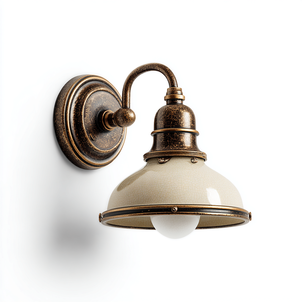 Applique murale métal et céramique 18x20x25 cm - bronze - style vintage-Dwellingena