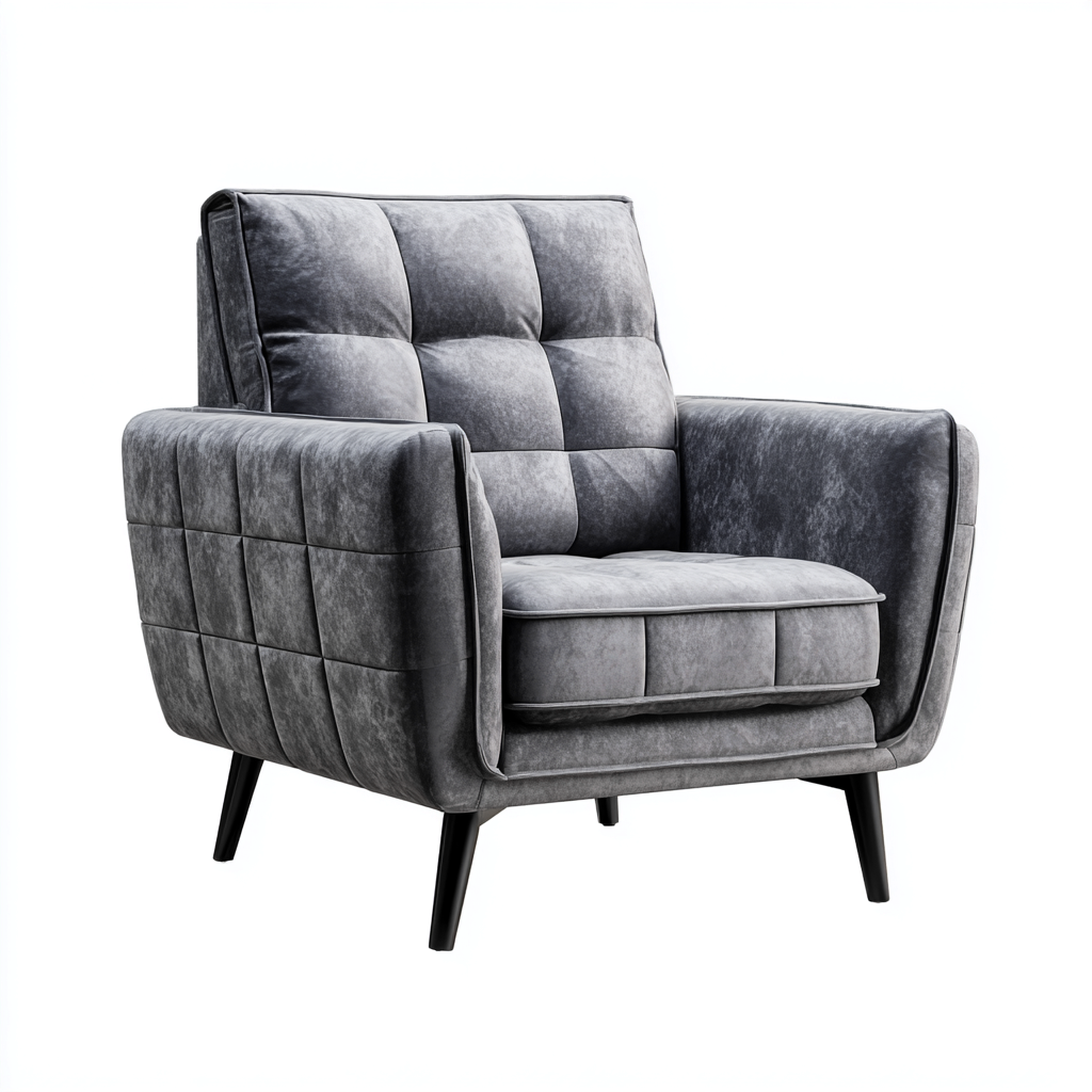 Fauteuil - Tissu doux - 90x85x95 cm - Gris - Design moderne et confortable-Dwellingena