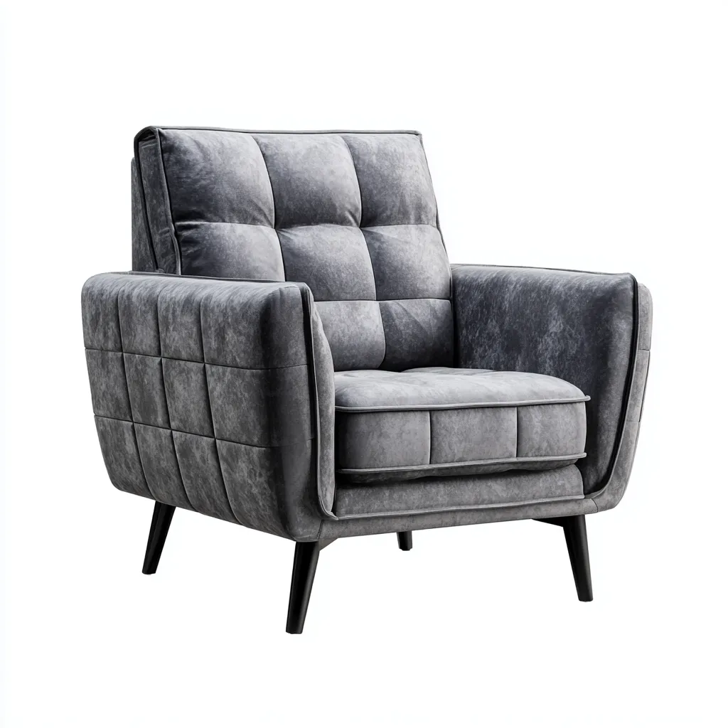 Fauteuil - Tissu doux - 90x85x95 cm - Gris - Design moderne et confortable-Dwellingena