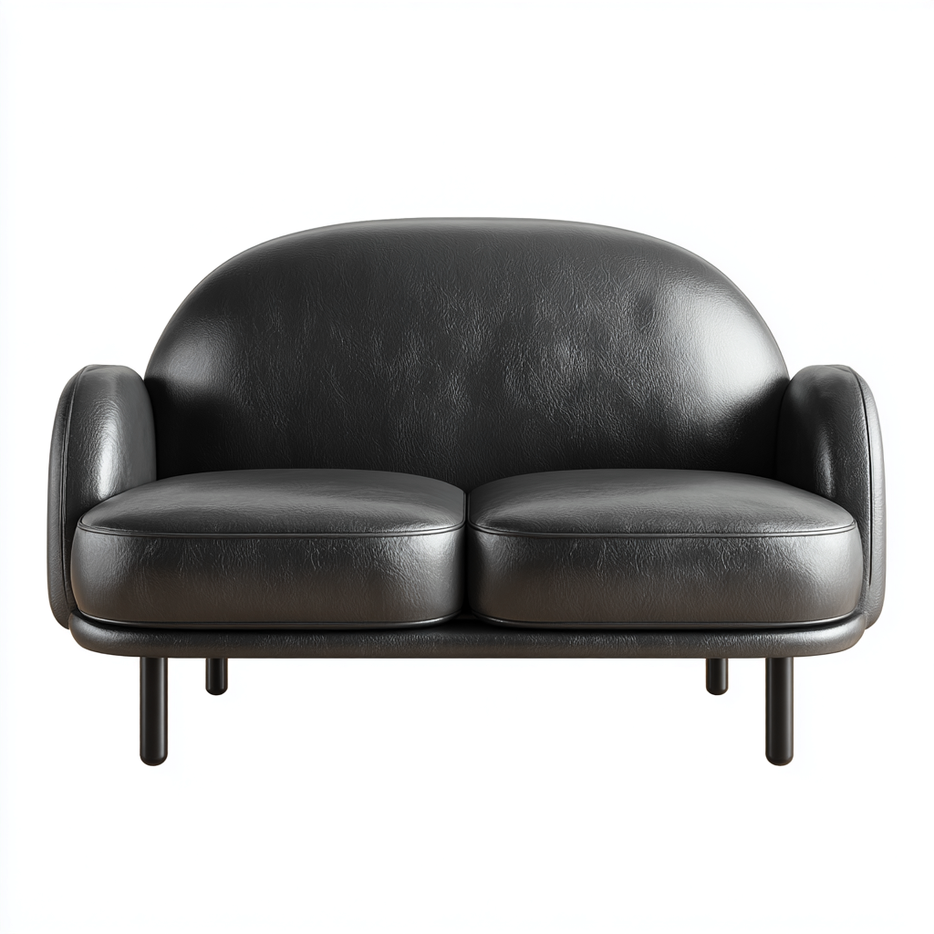 Canapé 2 places 150x85x80 cm - cuir véritable noir - design moderne minimaliste-Dwellingena